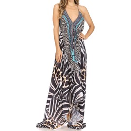 Sakkas 1817 - Lizi Womens Maxi High-Low Halter Handkerchief Long Dress Beach Party - ZBK229-Black - OS