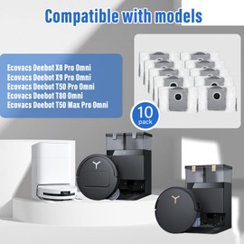 iAmoy Replacement Dust Bags for Ecovacs Deebot X8 Pro Omni / X9 Pro Omni / T50 Pro Omni / T80 Omni / T50 Max Pro Omni - 3L Capacity, Antibacterial, Durable,10 Pack
