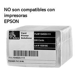 100 Tarjetas plástico PVC blancas para credenciales Zebra Originales