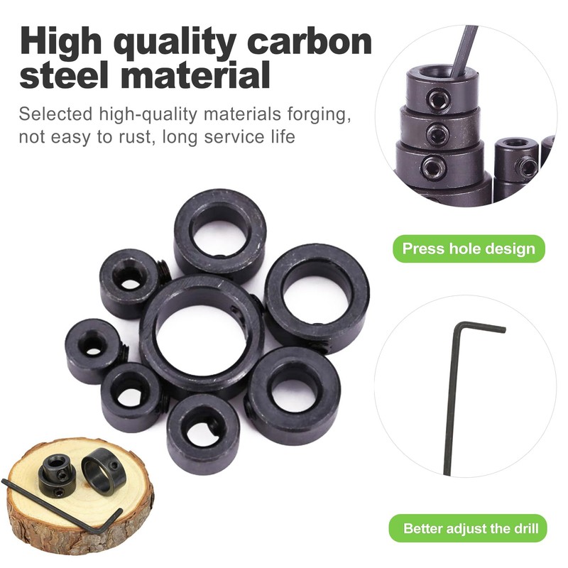 CeroDimo 7-Piece Drill Bit Stop Collar Set, Precision Depth Stop