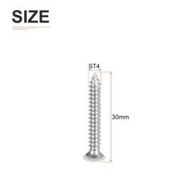 DTGN 25Pcs ST4x30mm Flat Head Wood Screws, 304 Stainless Steel White Phillips Self Tapping Screws - Good for Woodworking, Furniture - White