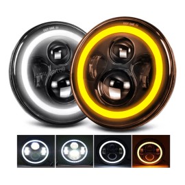 Par 7'' Faro H4 Led Redondo Ojo Ángel Wrangler Jeep Vocho Jk