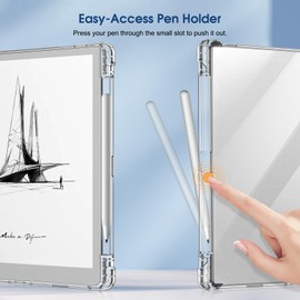 Fintie Clear Case for 10.3" Onyx Boox Tablet Go 10.3 ePaper E Ink (2024 Released) - Slim Lightweight Clear Soft Flexible Transparent TPU Skin Bumper Back Cover Shell with Pen Holder