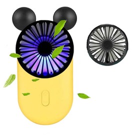 ZSHMJMJ Cute Personal Mini Fan, Mini Handheld Fan, USB Rechargeable Portable Fan with Stylish LED Light,3 Speed Adjustable,Cute Mouse,for Kids Girls Woman Outdoor Travel