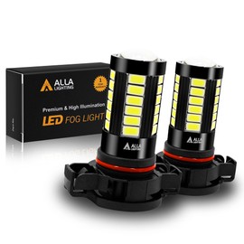 Alla Lighting Super Bright PSX24W 2504 LED Fog Light Bulbs, 6000K Xenon White 2800Lms 12276 Auto 12V Fog Lamps Replacement 5730 33-SMD LEDs