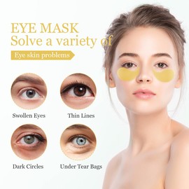 LOPHE Eye Pads, 60 Pieces Eye Pads, Reusable, Eye Pads Against Dark Circles, Eye Bags, Wrinkle Puffiness, Moisturising Eye Patch, Eye Mask, Remove Eye Care, Anti-Ageing Eye Pads (Yellow)