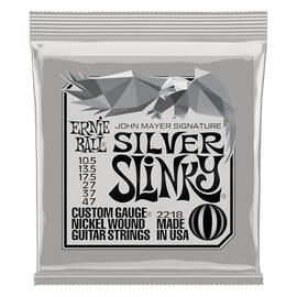 Ernie Ball Cuerdas de Guitarra Eléctrica Silver Slinky Nickel Wound de John Mayer 10.5-47 Calibre