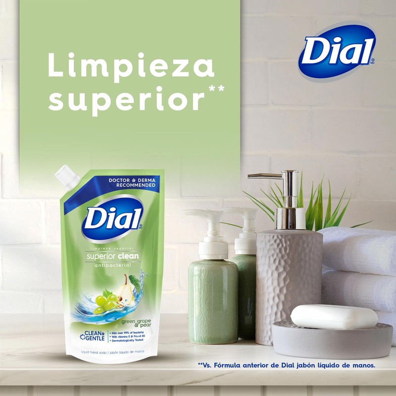 DIAL Repuesto de jabón líquido para manos, Uva & Pera,