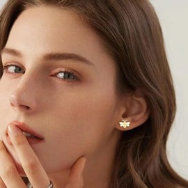 IMINI Sterling Silver Bee Earrings for Women Girls Cute Tiny Bee Stud Earrings Cartilage Earrings Tragus Stud Earrings Hypoallergenic Earrings Gold-Plated, Sterling Silver