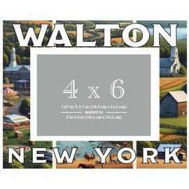 R and R Imports Walton New York Souvenir Wooden Photo Frame Matted 4 x 6 Inch - Full Color Destination Design Keepsake 2-Pack