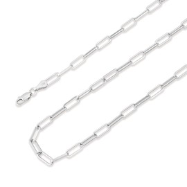 Waitsoul 925 Sterling Silver Lobster Clasp Chain 4mm Paperclip Necklace for Women Silver Paperclip Chain for Women 18 Inch