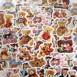 hanairo 100 Piece Set of 100 Stickers, Notebook, Diary, Album, Handmade Stickers (Teddy Bear)