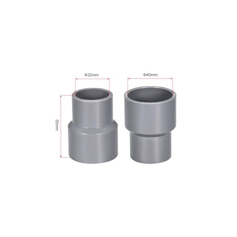 sourcing map PVC DWV Reducing Coupling Schedule 40 Gray 32mm