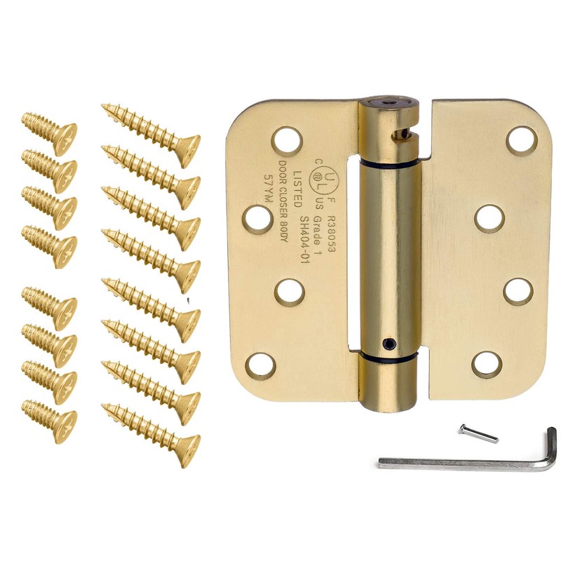 Dynasty Hardware Door Hinges, 4-Inch Spring Loaded Self Closing Hinges