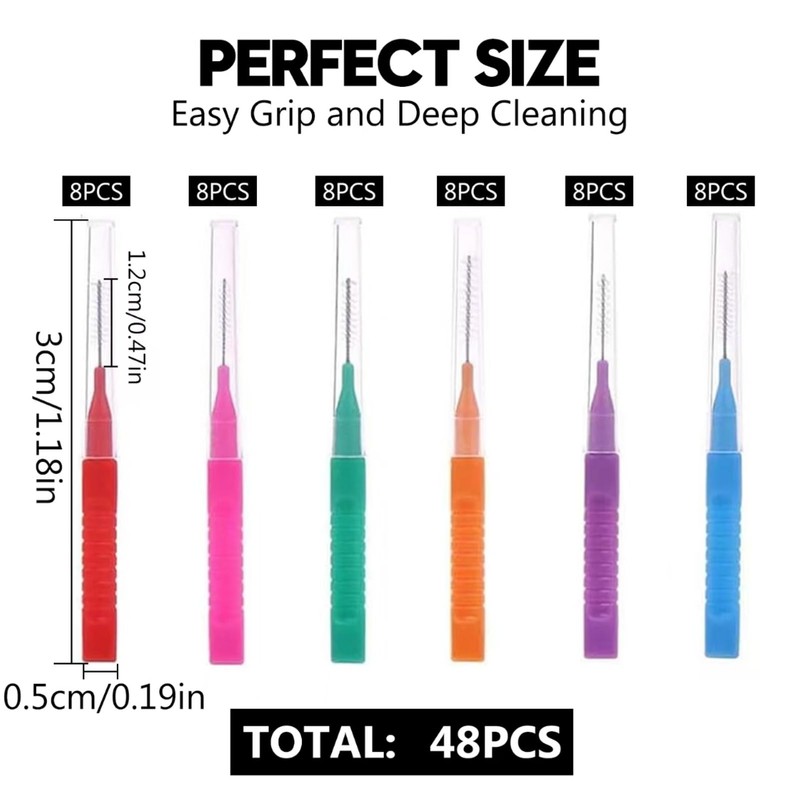 48 PCS Interdental Brushes – Portable Tooth Cleaning Tools for