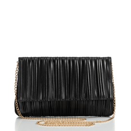 BABEYOND Clutch Purses for Women - Evening Bag Pleated Flap Clutch for Formal Party Cocktail Prom Wedding Handbags, Black