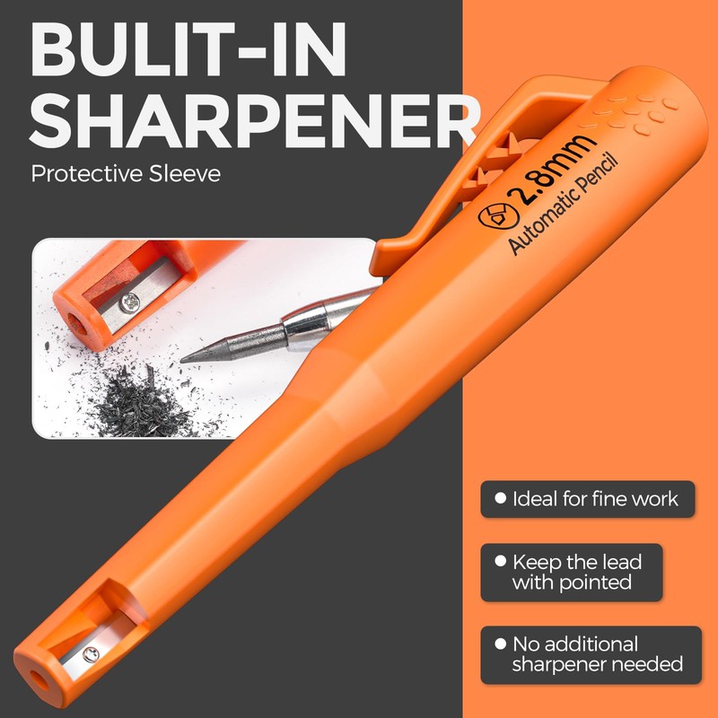 Nicpro CP3000 Carpenter Pencil with Sharpener, 2.8mm Mechanical Pencils with