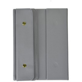 C.R. Gibson GMT-24051 Tri-Fold Writing Journal Notebook with Tassel Bookmark, 244 Lined Pages, 6.25'' W x 8.5'' H, Leatherette Stone Gray
