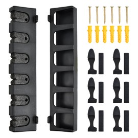 Fishing Rod Holders 1 Pair with 6 Pair Adjustable Fishing Rod Protector Cap, Wall Mounted Fishing Rod Rack Fishing Pole Holders with Foam Scratch-Free Storing 6 Poles, for Wall Garage Boat (Vertical)