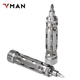 Vman 18 In 1 Magnetic Screwdriver Set with S2 Steel Head, H6.3, Small Size, Easy to Carry, Industrial Style Design，springtok - Color: silver gray