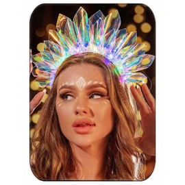 JEAIRTS Light Up Headband Led Crown Headbands Glow Rave Headpiece Flashing Costume Hair Accessories for Women
