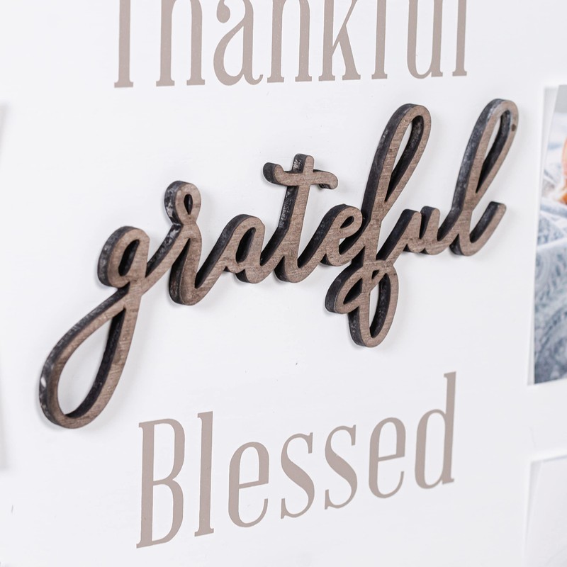Malden International Photo Clip Wall Collage (Thankful Grateful Blessed)