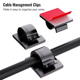 flexman Cable Clips, Adhesive Cable Hooks, Self Adhesive Cable Holder, Simple Desktop Cable Management, Cord Organizer, Strong Wire Holders for Fairy Light Under Desk, Wall, Car, Electric, Wires(#3)
