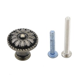 Pxyelec 6 Pack Antique Round Cabinet Drawer Knob Pastoral Kitchen Drawer Pull Cupboard Bathroom Handle Door Furniture Hardware Single Hole