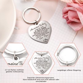 VU100 Schlüsselbund mit Gravur Inspirierende Botschaft für Tochter Enkelin Damen Mädchen Herzanhänger Geschenke an Tochter Enkelin von Papa/Opa