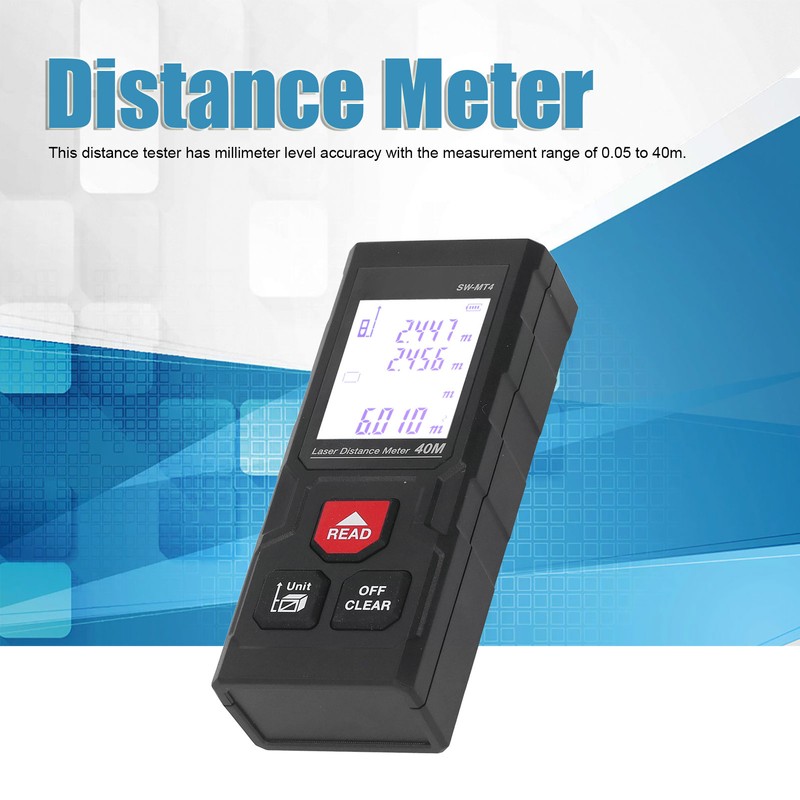 Laser Distance Meter Millimeter Level Accuracy 40m Range Red Light