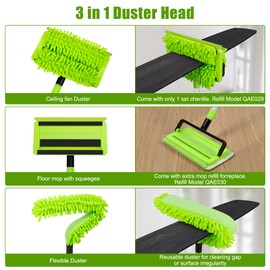 Qaestfy Pack of 2 Microfiber Pad Refill Compatible with QAE026/QAE031 Ceiling Fan Clenae Duster with Long Handle