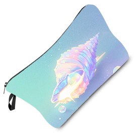Livel lhood Neon Shell Makeup Bag Cute Small Organizer Bag Toiletry Zipper Pouch Sea Conch Birthday Present Colorful Conch Cosmetic Bag for Women Friends Sisters