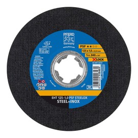 PFERD Cutting Disc, 10 Pieces, 125 x 1.0 mm, Straight, X-Lock (22.23 mm), PSF Steelox, 69198289 - for Quick and Convenient Tool Changes