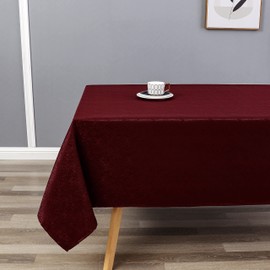 Wekwch Burgundy Jacquard Rectangle Tablecloth Exquisite Grain Design Waterproof and Wrinkle Resistant Table Cloth for Indoor Outdoor Parties Kitchen Dinning Room 60 Inch by 104 Inch