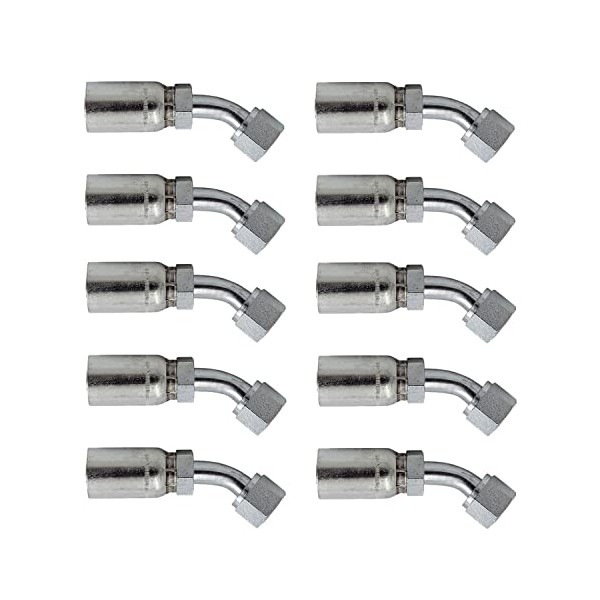 (10-Pack) 1/4" Hose x 1/4" JIC Female Swivel 45° Hydraulic