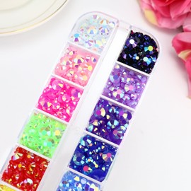 Towenm Flatback Rhinestone with B7000 Clear Glue, 4000PCS 12 Colors Jelly AB Rhinestones for Crafts Clothing Fabric Shoes Nails Face Jewelry, Mixed Sizes 2mm 3mm 4mm 5mm 6mm Gemstones Bejeweled Kit