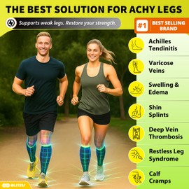 BLITZU Calf Compression Sleeve for Women and Men, Shin Splint Sleeves for Varicose Veins, Nursing, Pregnancy, Running, Footless Compression Socks Support for Calf Muscle Pain Relief Purple XXL