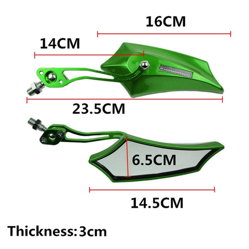 ESUPPORT Green Universal Motorcycle Motorbike Bike 8mm 10mm Rear View