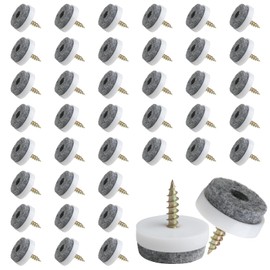 Pack of 40 Felt Gliders Screws 22 mm, Furniture Gliders with Nail for Chairs, Robust Chair Felt Glides for Laminate, Parquet, Tiles, Includes Plastic Box, Non-Slip and Noise Absorbing (Grey)