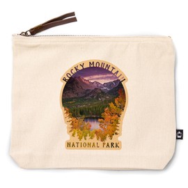 Lantern Press Rocky Mountain National Park, Colorado, Purple Sunset and Lake, Photography, 100% Cotton Zipper Pouch, Travel Accessory, Go Bag