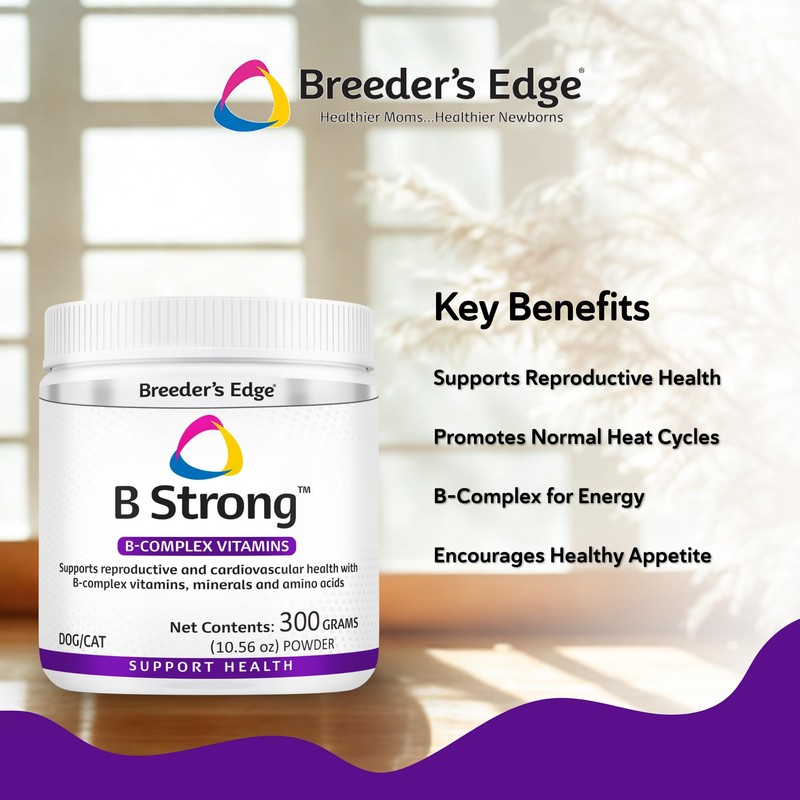 Breeder’s Edge B Strong Powder, B-Complex Vitamin Supplement for Dogs