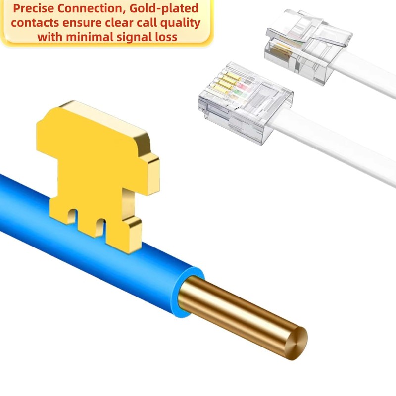 EZYUMM 15ft Telephone Extension Cord, Standard RJ11 Phone Cable for