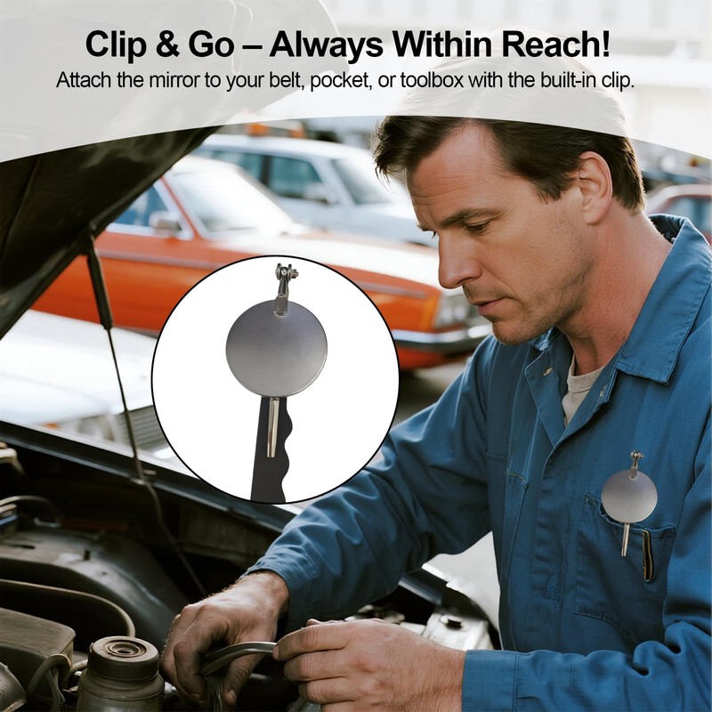 Telescoping Inspection Mirror with Rotating Head,Extendable Mechanic Mirror with Long