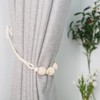 2 Pack Boho Jute Coil Ball Curtain Tiebacks with Wood