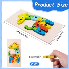 TPTGIAR 2 PCS Wooden Puzzles for 1 2 Year Old, 3D Toddler Toys for 2 Year Old Girls, Wooden Toddler Puzzles, Montessori Educational Jigsaws for Birthday Gifts for Boys Girls