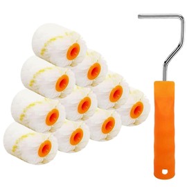 Hubaow 10 Pieces Paint Roller Cover with Frame Set, 2 inch Microfiber Roller Covers, Washable Covers for Roller Frame, House Painting Supplies, Naps for Paint Roller Brush for Painting Walls Ceilings