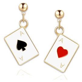 Poker Earrings, 1 Pair Hypoallergenic Poker Earring, Dangle Earring for Women, Hearts and Ace of Spades Playing Cards Dangle Drop Stud Earrings, for Women Girls Gambling Casino Jewellery Gift,
