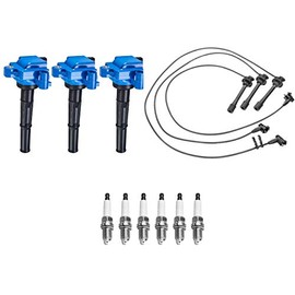 ENA Set of 3 Ignition Coil Pack with 6 Spark Plugs and 3 Wired Wireset Compatible with Toyota T100 Tacoma 4Runner 3.4L Replacement for UF156 C1041