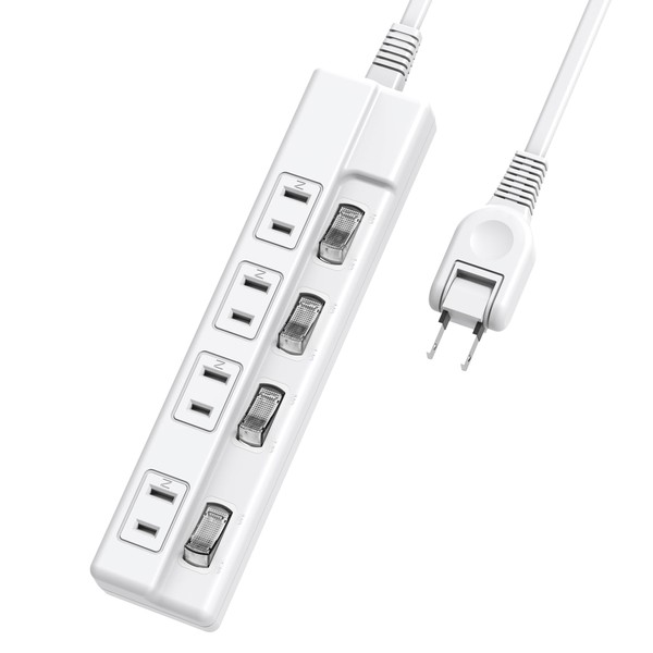 Mscien Mscien Extension Cord, 3.3 ft (1 m), 4 Outlets,