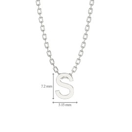 Aeon Jewellery Alphabet Initial Necklace - S | 925 Sterling Silver 3D Necklace | Adjustable 16-18 Inch Silver Belcher Chain | Polishing Cloth